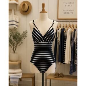 Catalina Vintage Women's Curvy Striped Adjustable Retro Pin Up One-Piece